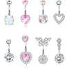Wholesale Belly Button Ring Set Stainless Steel Inlaid Zircon Heart Shape For Women