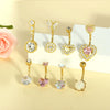 Wholesale Belly Button Ring Set Stainless Steel Inlaid Zircon Heart Shape For Women