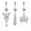 Wholesale Belly Button Ring Stainless Steel Crown Butterfly Pendant Electroplated Women's Body Piercing Jewelry