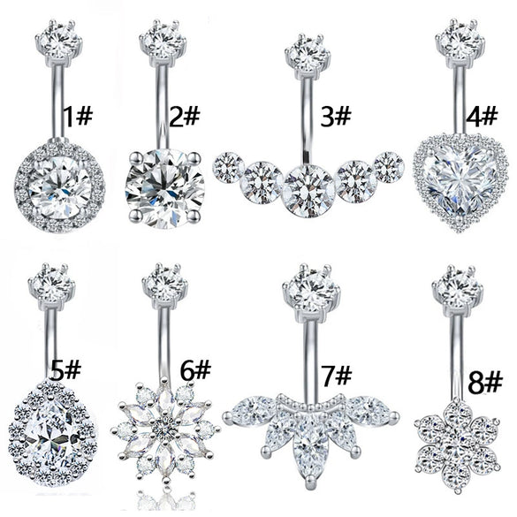 Wholesale Belly Button Ring Stainless Steel Heart Zircon Design
