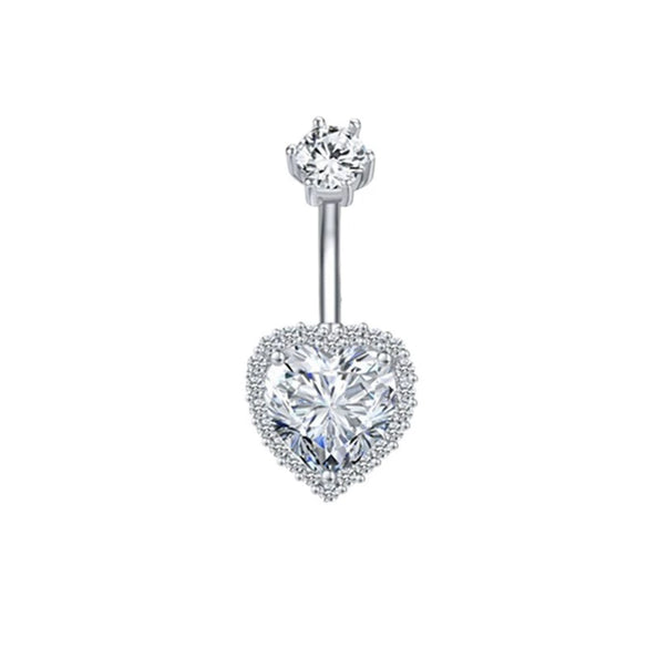 Wholesale Belly Button Ring Stainless Steel Heart Zircon Design