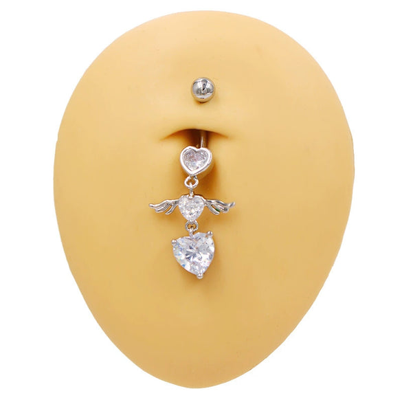 Wholesale Belly Button Ring Zinc Alloy Heart Shaped Puncture Jewelry