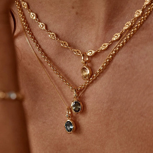 Wholesale Birthstone Necklace Copper Titanium Steel Geometric Electroplated
