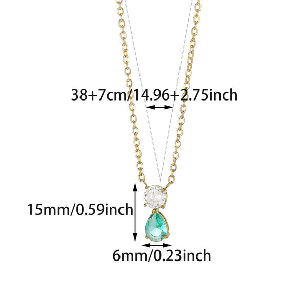 Wholesale Birthstone Pendant Clavicle Chain Stainless Steel Gold Electroplated With Letters Numbers Text Pattern