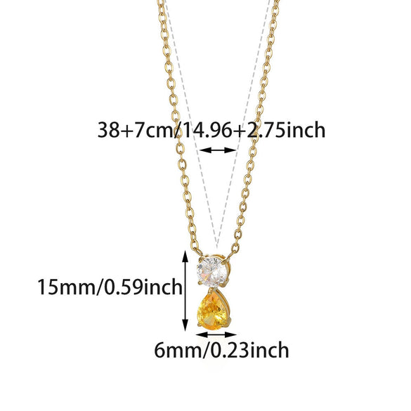 Wholesale Birthstone Pendant Clavicle Chain Stainless Steel Gold Electroplated With Letters Numbers Text Pattern