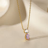 Wholesale Birthstone Pendant Clavicle Chain Stainless Steel Gold Electroplated With Letters Numbers Text Pattern