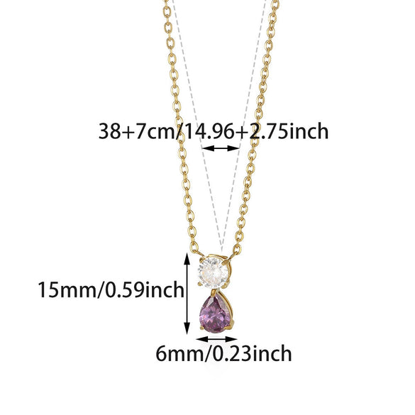 Wholesale Birthstone Pendant Clavicle Chain Stainless Steel Gold Electroplated With Letters Numbers Text Pattern