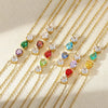 Wholesale Birthstone Pendant Clavicle Chain Stainless Steel Gold Electroplated With Letters Numbers Text Pattern