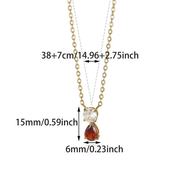 Wholesale Birthstone Pendant Clavicle Chain Stainless Steel Gold Electroplated With Letters Numbers Text Pattern
