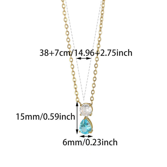Wholesale Birthstone Pendant Clavicle Chain Stainless Steel Gold Electroplated With Letters Numbers Text Pattern