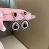 Wholesale Black Alloy Diamond Set Tassel Earrings With Geometric Pattern For Women High End Light Luxury Niche Elegant All Match Style