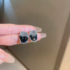 Wholesale Black Alloy Diamond Set Tassel Earrings With Geometric Pattern For Women High End Light Luxury Niche Elegant All Match Style
