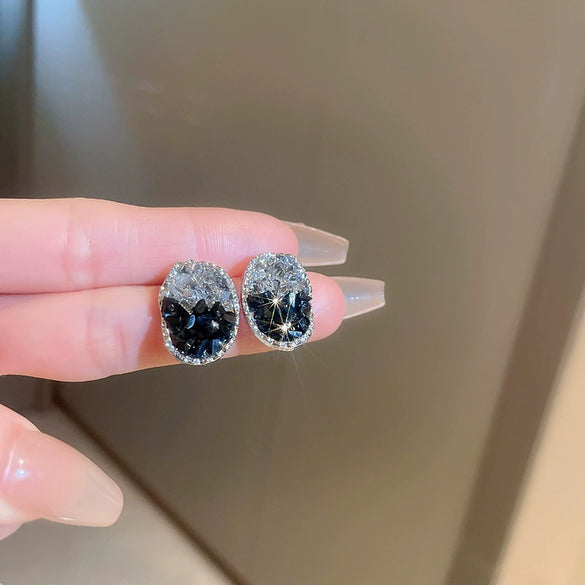 Wholesale Black Alloy Diamond Set Tassel Earrings With Geometric Pattern For Women High End Light Luxury Niche Elegant All Match Style