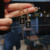 Wholesale Black Alloy Diamond Set Tassel Earrings With Geometric Pattern For Women High End Light Luxury Niche Elegant All Match Style