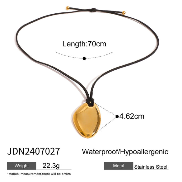 Wholesale Black Rope Titanium Steel And Stainless Steel Jewelry Necklace With Geometric Design And Electroplating For Women