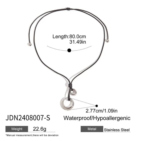 Wholesale Black Rope Titanium Steel And Stainless Steel Jewelry Necklace With Geometric Design And Electroplating For Women