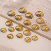 Wholesale Blue Turquoise Colorful Zircon Circle Stainless Steel 18K Gold Plated Geometric Women's Earrings