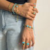 Wholesale Blue Turquoise Stainless Steel Geometric Hand Jewelry For Women Electroplated Design Minimalist Style