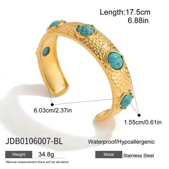 Wholesale Blue Turquoise Stainless Steel Geometric Hand Jewelry For Women Electroplated Design Minimalist Style