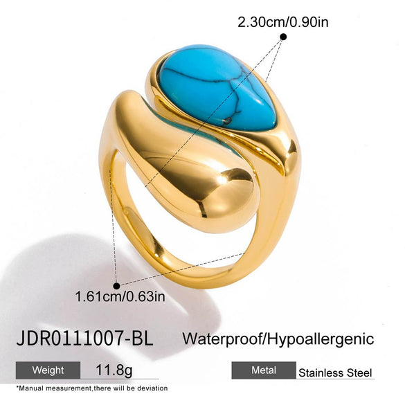 Wholesale Blue Turquoise Stainless Steel Geometric Hand Jewelry For Women Electroplated Design Minimalist Style