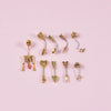 Wholesale Body Jewelry Stainless Steel Geometric Sweet And Cool Style Heartshaped Arrow Feather Navel Nail Ear Bone Nail Electroplated