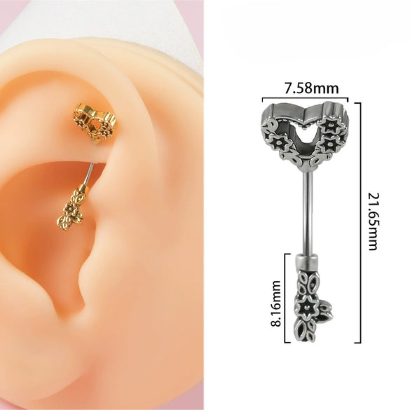 Wholesale Body Jewelry Stainless Steel Geometric Sweet And Cool Style Heartshaped Arrow Feather Navel Nail Ear Bone Nail Electroplated