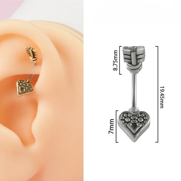 Wholesale Body Jewelry Stainless Steel Geometric Sweet And Cool Style Heartshaped Arrow Feather Navel Nail Ear Bone Nail Electroplated