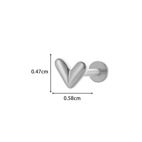 Wholesale Body Jewelry Titanium Alloy Electroplated Heart Shape Microinlaid Zircon Cartilage Puncture Ear Bone Nail Lip Nail For Women