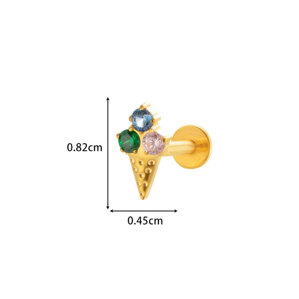 Wholesale Body Jewelry Titanium Alloy Electroplated Heart Shape Microinlaid Zircon Cartilage Puncture Ear Bone Nail Lip Nail For Women