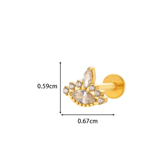 Wholesale Body Jewelry Titanium Alloy Electroplated Heart Shape Microinlaid Zircon Cartilage Puncture Ear Bone Nail Lip Nail For Women