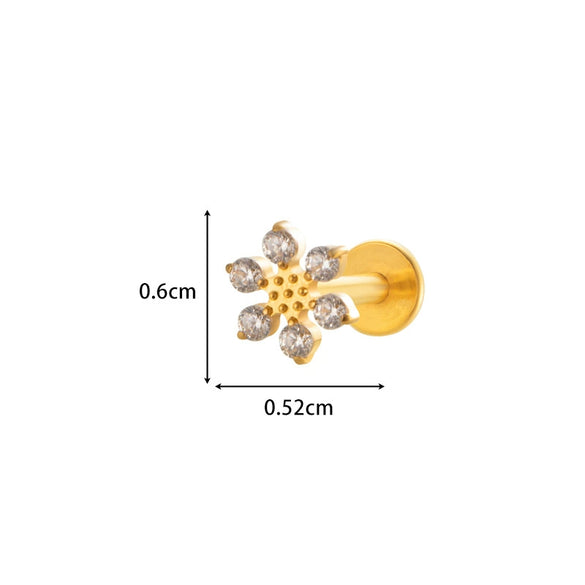 Wholesale Body Jewelry Titanium Alloy Electroplated Heart Shape Microinlaid Zircon Cartilage Puncture Ear Bone Nail Lip Nail For Women