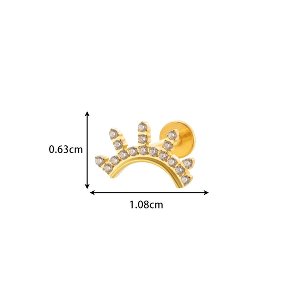 Wholesale Body Jewelry Titanium Alloy Electroplated Heart Shape Microinlaid Zircon Cartilage Puncture Ear Bone Nail Lip Nail For Women
