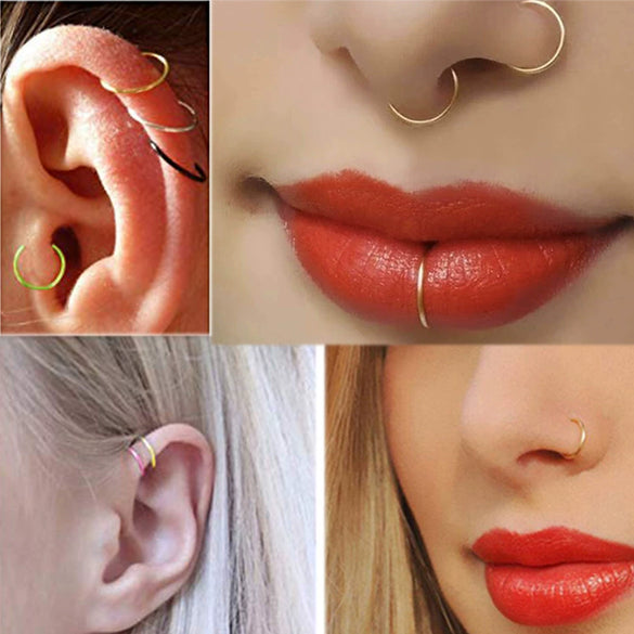 Wholesale Body Piercing Jewelry Stainless Steel Cshaped And Round Nose Rings And Nails Electroplated Unisex