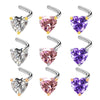 Wholesale Body Piercing Jewelry Stainless Steel Heart Shaped Nose Nail With Zircon And Electroplating Treatment