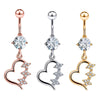 Wholesale Body Piercing Jewelry Stainless Steel Navel Ring Inlaid Zircon Heart Shape Electroplated Unisex