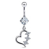 Wholesale Body Piercing Jewelry Stainless Steel Navel Ring Inlaid Zircon Heart Shape Electroplated Unisex