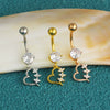 Wholesale Body Piercing Jewelry Stainless Steel Navel Ring Inlaid Zircon Heart Shape Electroplated Unisex