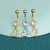 Wholesale Body Piercing Jewelry Stainless Steel Navel Ring Inlaid Zircon Heart Shape Electroplated Unisex