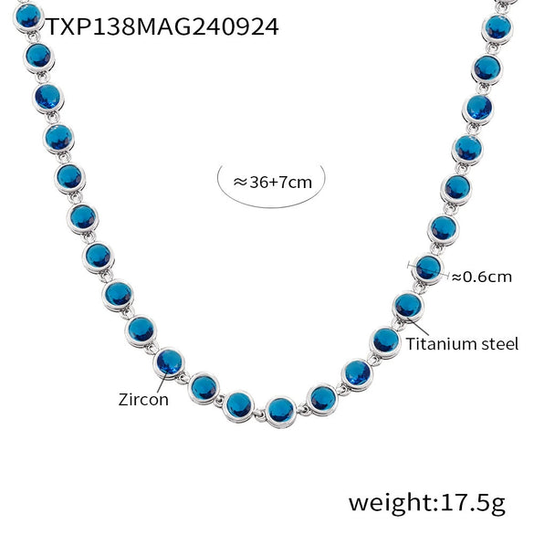 Wholesale Bohemian Colorful Round Bead Zircon Titanium Steel 18K Gold Pvd Plated Necklace Bracelet Jewelry For Women