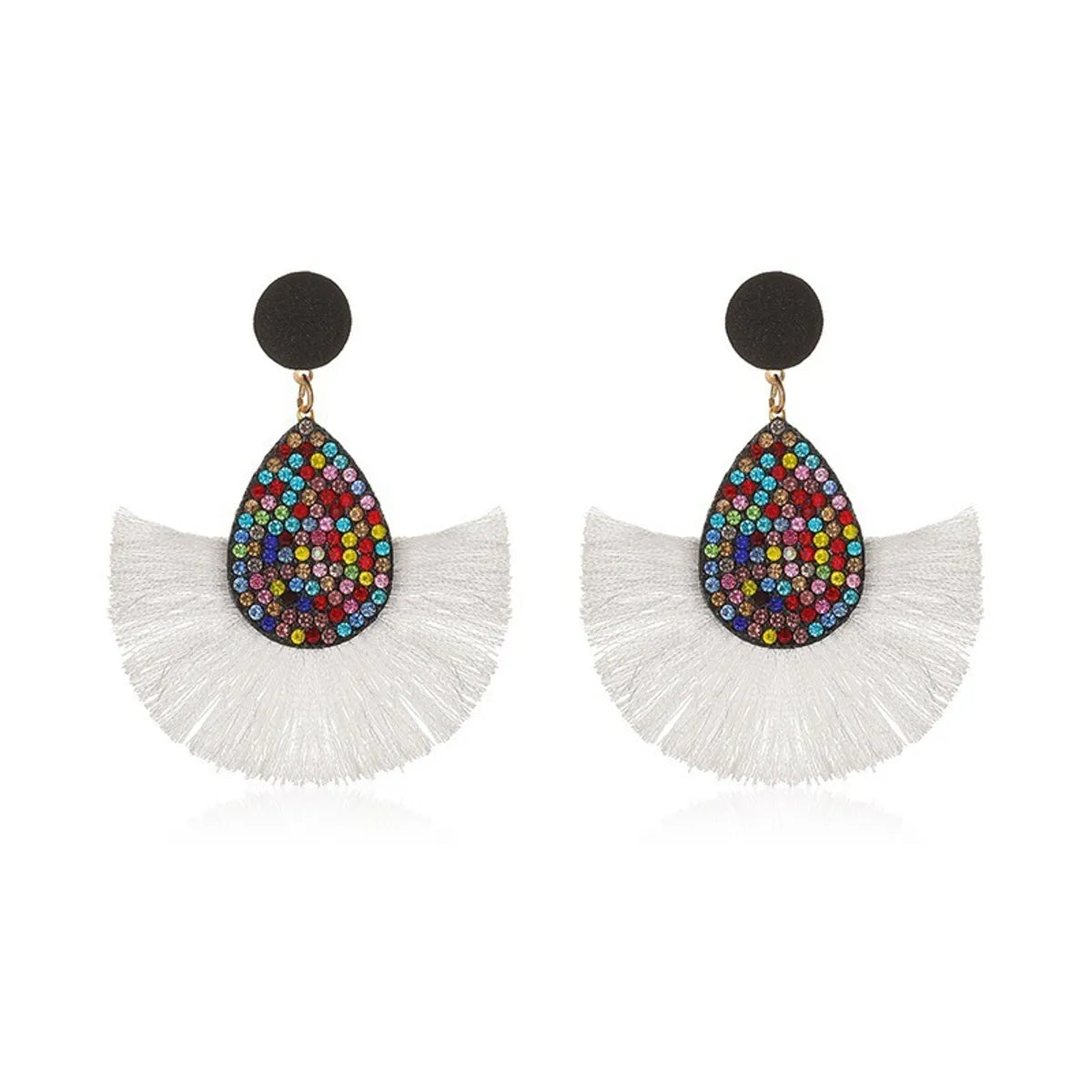 Bohemian Sector Cloth Artificial Gemstones Earrings