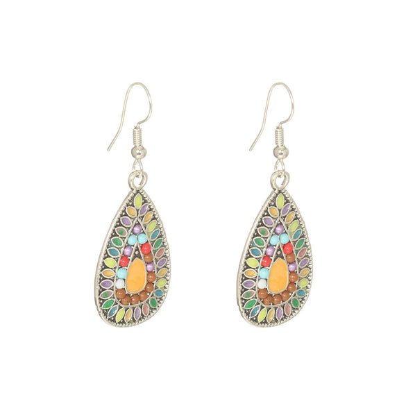 Wholesale Bohemian Fashion Dropshaped Alloy Earrings With Geometric Pattern And Electroplating For Women