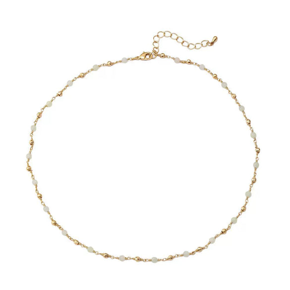 Wholesale Bohemian Natural Stone And Copper Geometric Clavicle Necklace 18K Gold Plated