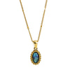 Wholesale Bohemian Retro Colorful Abalone Shell Natural Shell Titanium Steel Oval Geometric Inlay Pendant Necklace With 18K Gold Color Protection