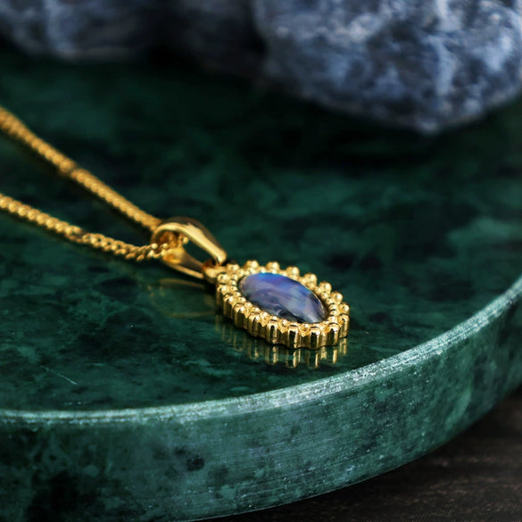 Wholesale Bohemian Retro Colorful Abalone Shell Natural Shell Titanium Steel Oval Geometric Inlay Pendant Necklace With 18K Gold Color Protection
