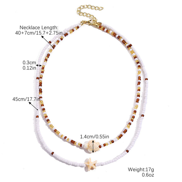Wholesale Bohemian Shell Beaded Necklace With Star And Geometric Patterns Handmade