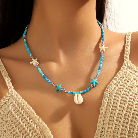 Wholesale Bohemian Shell Beaded Necklace With Star And Geometric Patterns Handmade