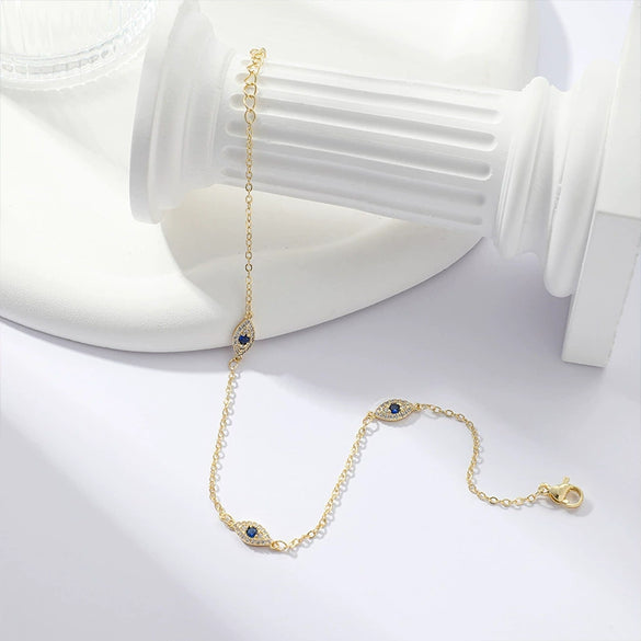 Wholesale Bohemian Style Geometric Copper Gold Plated Zircon Anklet For Women