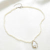 Wholesale Bohemian Style Imitation Pearl Beaded Necklace With Alloy Vintage Shell Pendant And Geometric Pattern Electroplated For Women