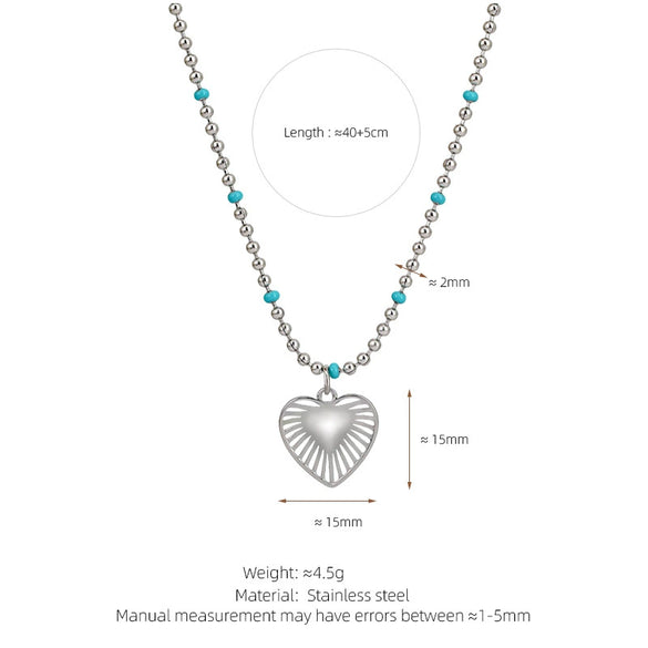 Wholesale Bohemian Style Oildrip Stainless Steel And Titanium Steel Heartshaped Pendant Necklace