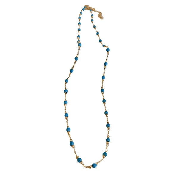 Wholesale Bohemian Style Retro Light Luxury Clavicle Chain Necklace With Artificial Stone Beads Real Gold Electroplated And Handmade Mixed Materials Geometric Shape